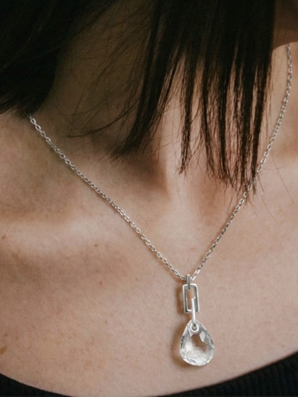 Swarovski Crystal Parallele Mini Pendant Necklace — Rhodium Plated
